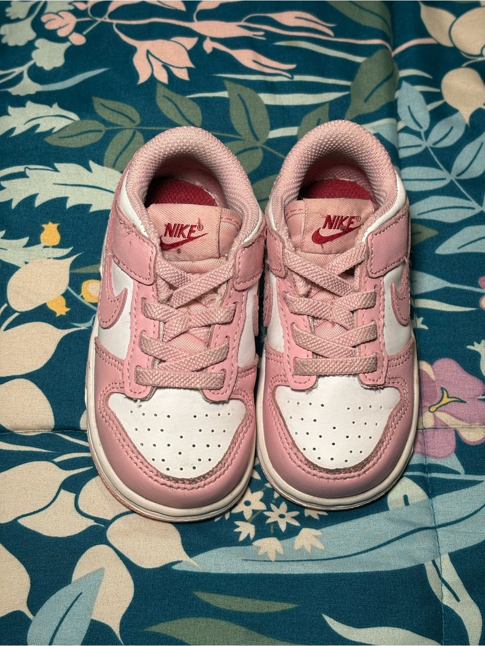 Nike Kids Pink and White Dunk Sneakers
